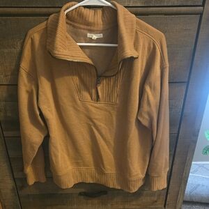 Maurices Tan Half-Zip Sweatshirt